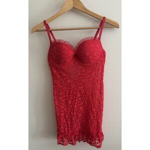 Victoria’s Secret The Lacie Sexy Red Heart Lingerie Sheer Size Medium